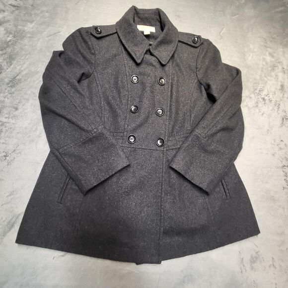 Michael Michael Kors Coat Womens XL Gray Wool Blend Peacoat Double Breasted - Picture 1 of 10